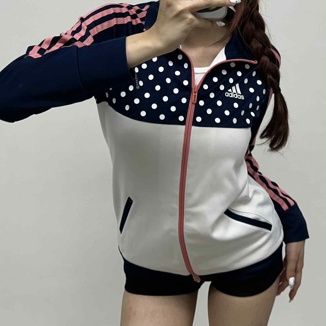 아디다스 일본판 토트 화이트 핑크 걸즈 트랙탑 희귀져지 상품이미지2