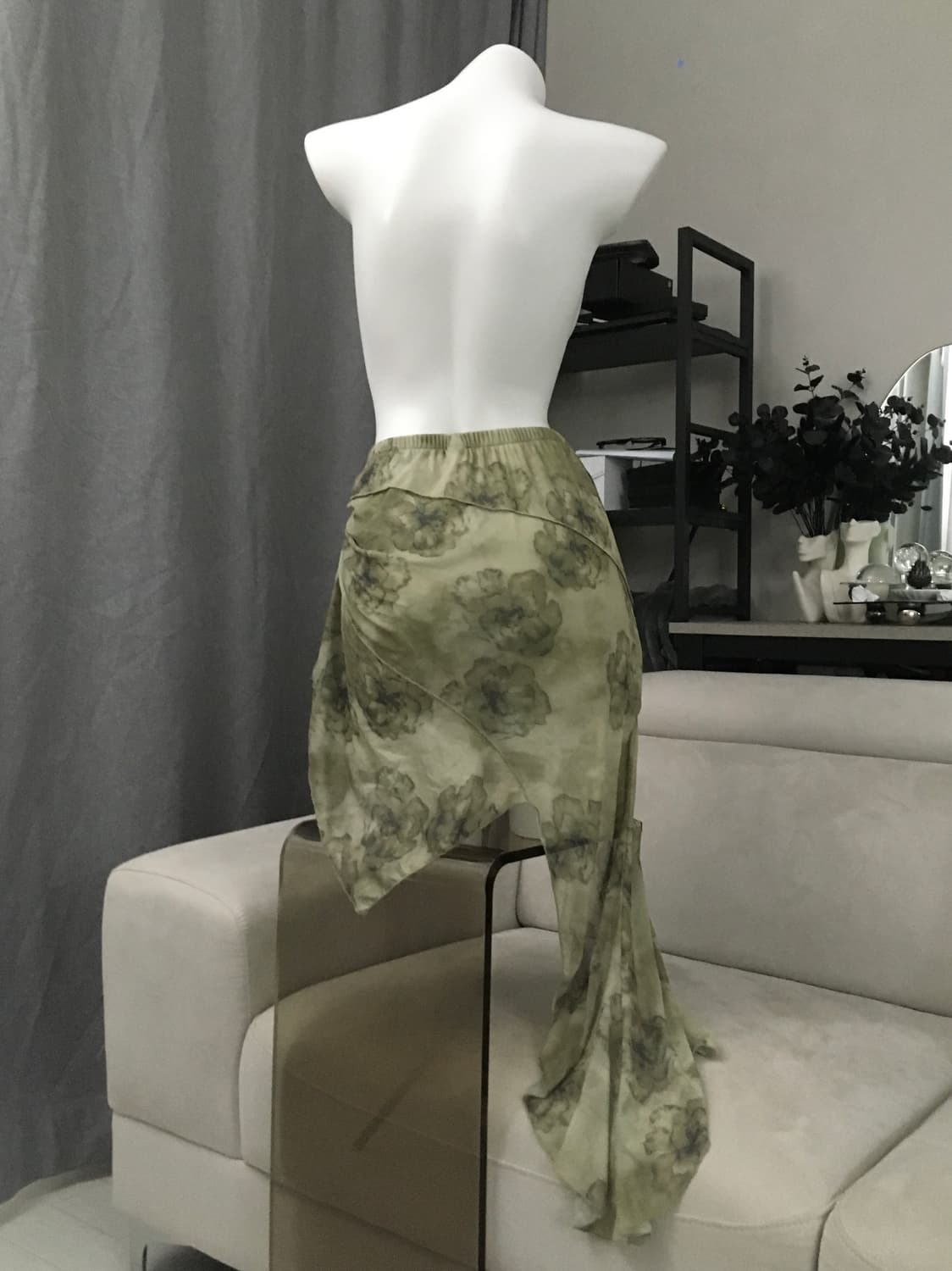 ༒ green fairy irregular shirring skirt 상품이미지3