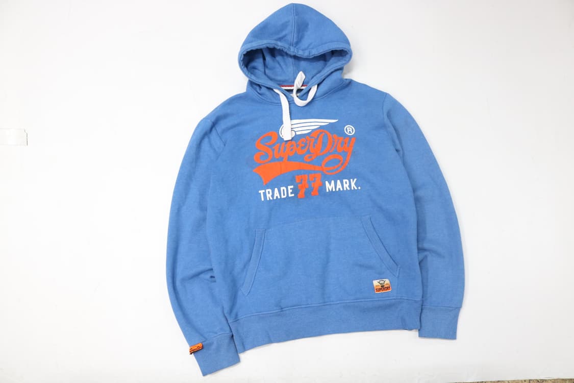 슈퍼드라이 빈티지 로고 오렌지 그래픽 스카이블루 후드티 (2XL) 상품이미지2