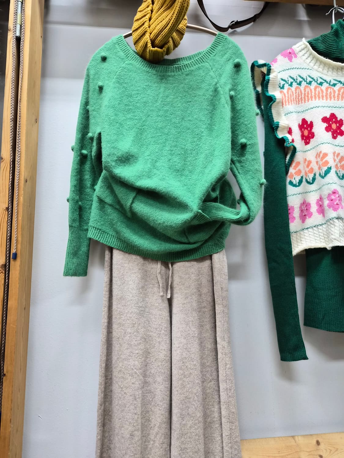 그린 백리본 포켓니트. 캐시미어 100% 니트스커트 상품이미지1