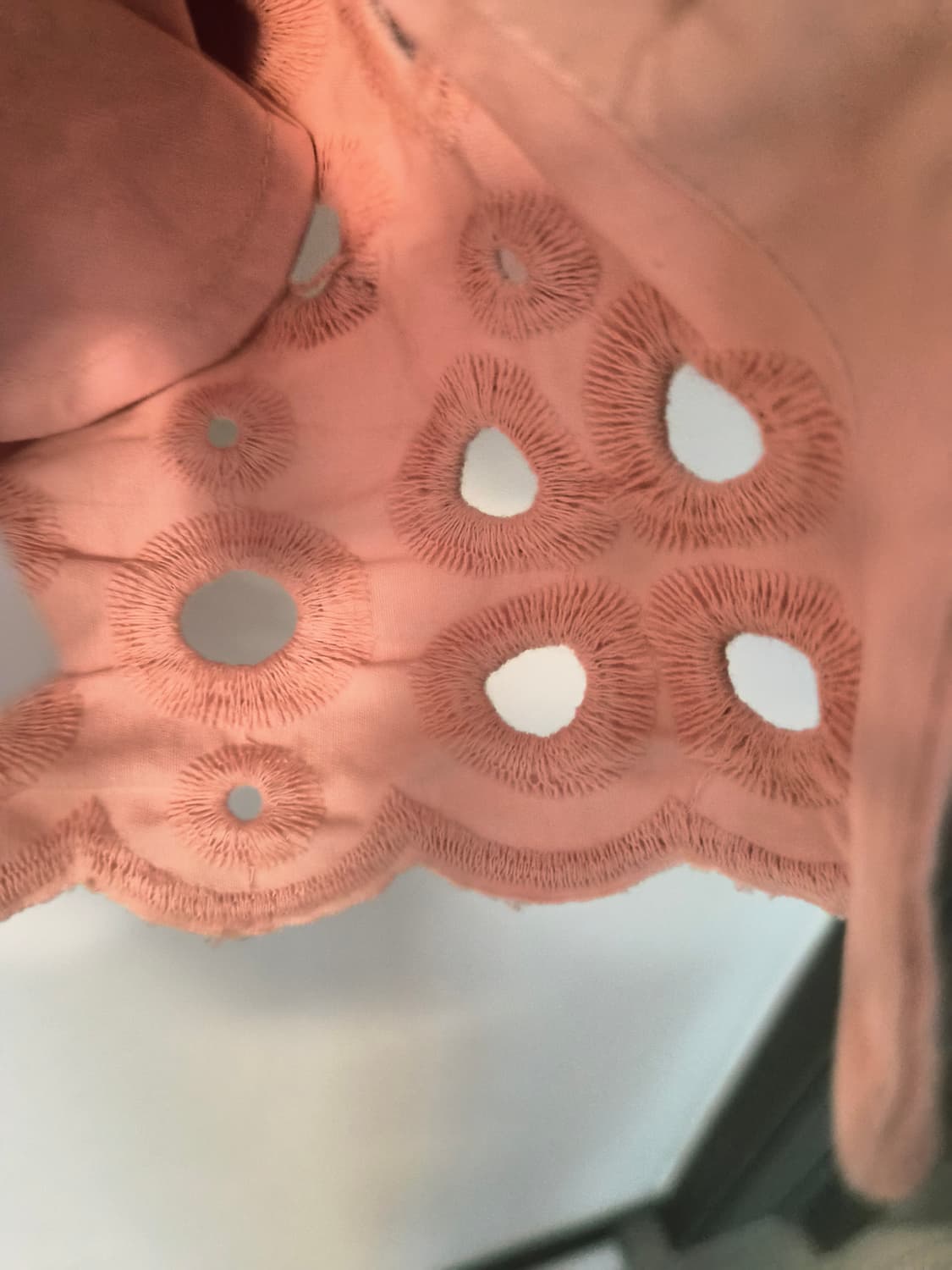 스테파넬 핑크 아일렛 자수 펀칭 반팔 셔츠/블라우스 상품이미지5