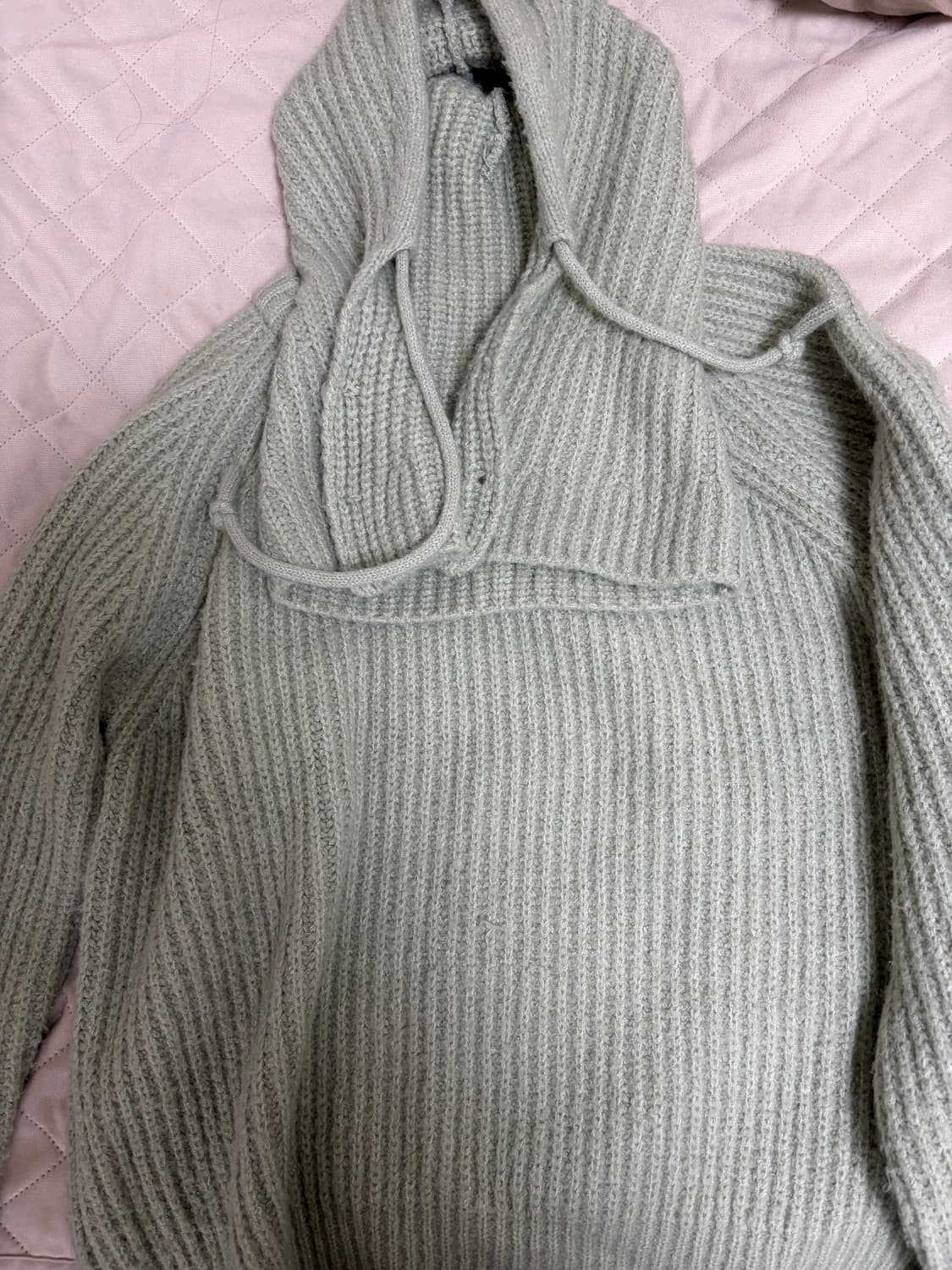 카키색 겨울 니트 바라클라바 세트 상품이미지1