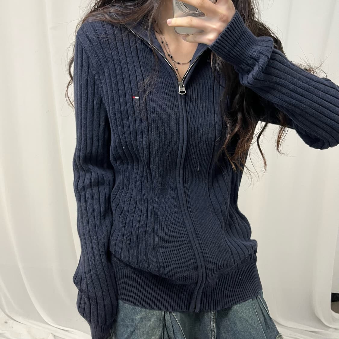 Tommy Hilfiger navy knit zip-up  상품이미지3