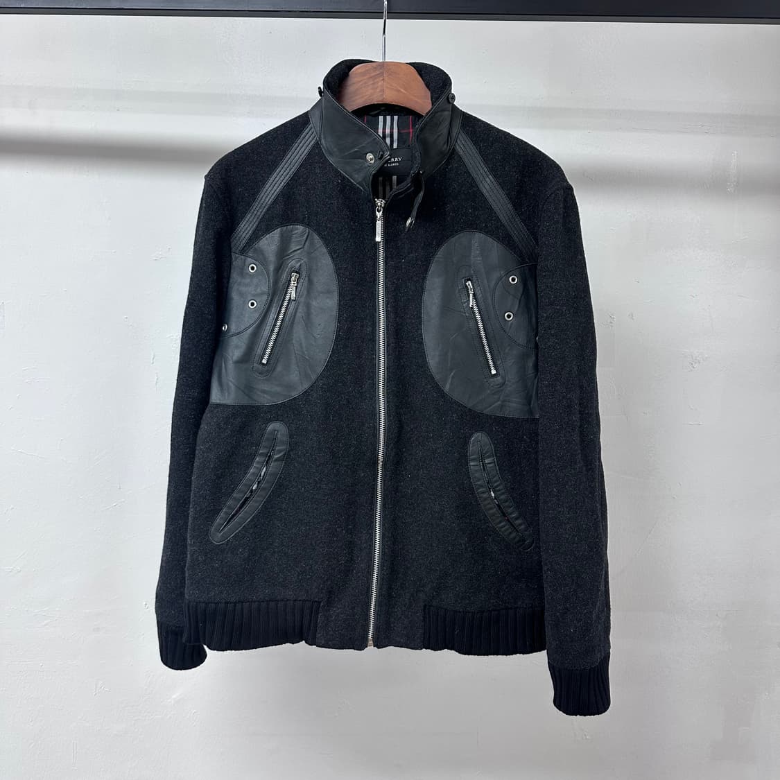 버버리 블랙라벨 울 가죽패치 집업 자켓 L사이즈 J33 상품이미지2