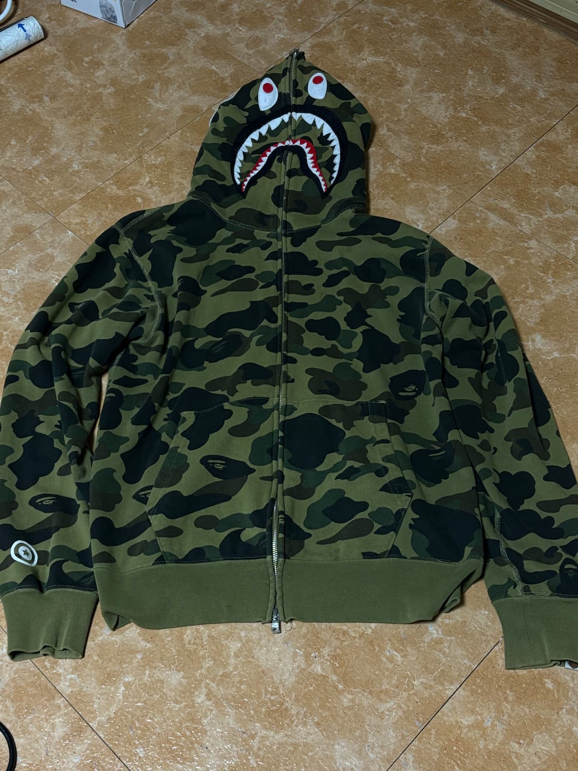 베이프 퍼스트 카모 샤크 풀 집 후드 아미 그린 XL 상품이미지1