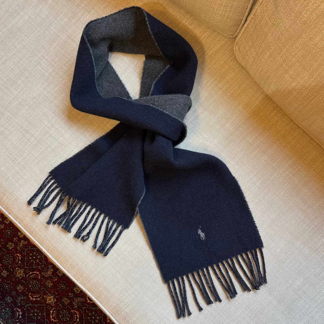 폴로 랄프로렌 양면 머플러 네이비/그레이 목도리 상품이미지1
