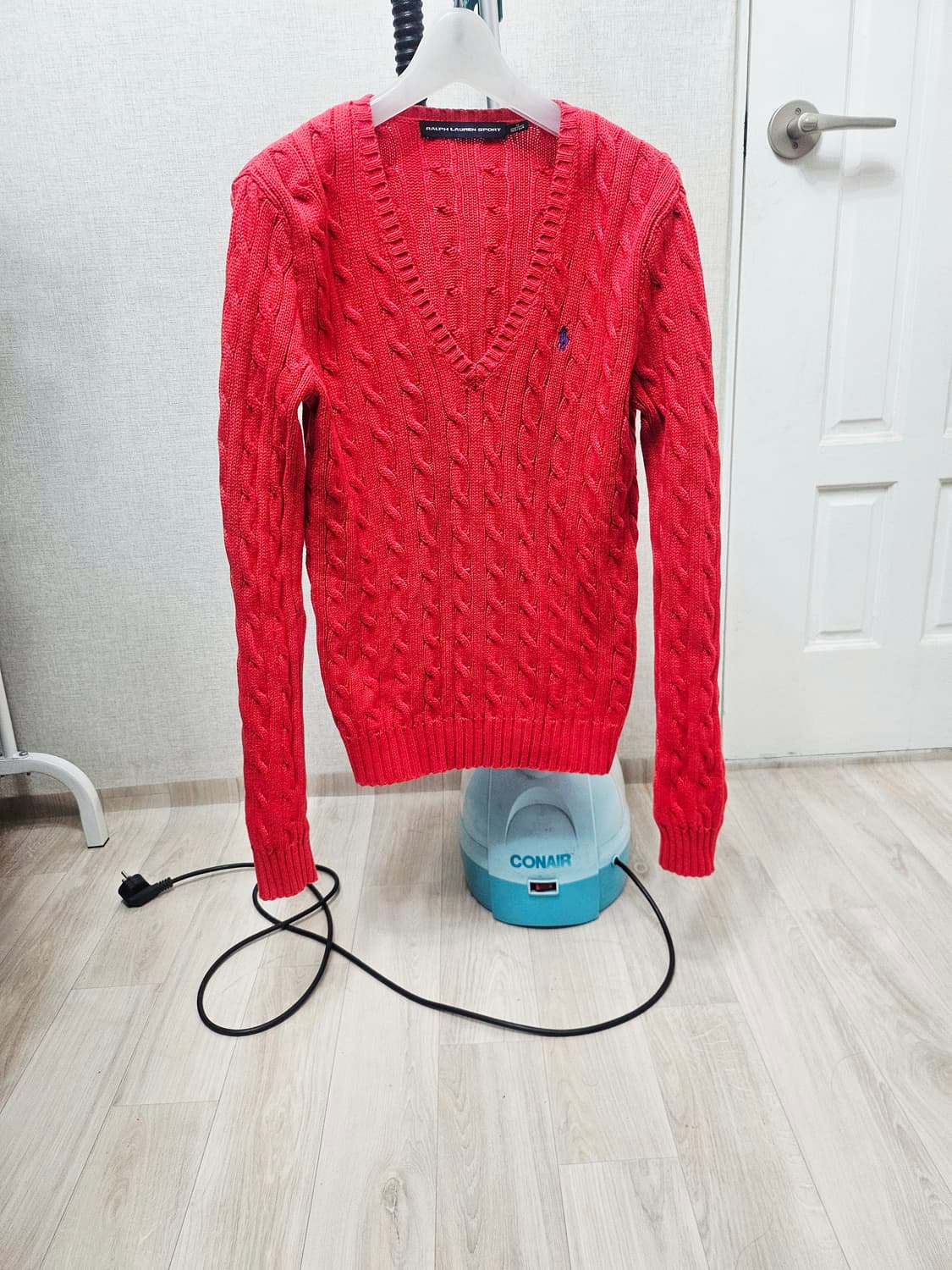 (90~95)M☆초대장급☆랄프로렌폴로스포츠 케이블꽈베기 [레드]브이넥니트 상품이미지1