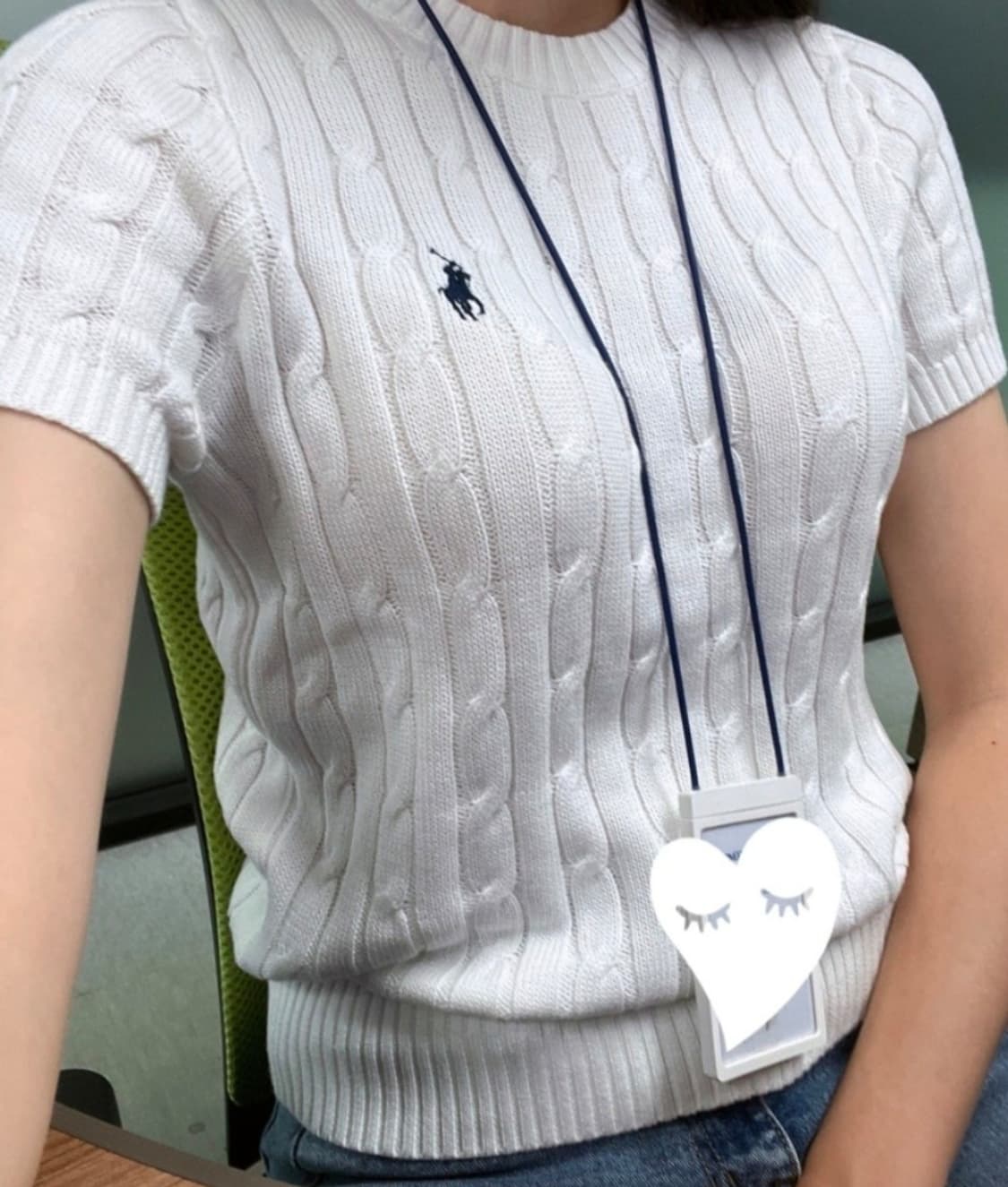 (새상품/정품)폴로 여성 케이블 니트 반팔L 상품이미지2