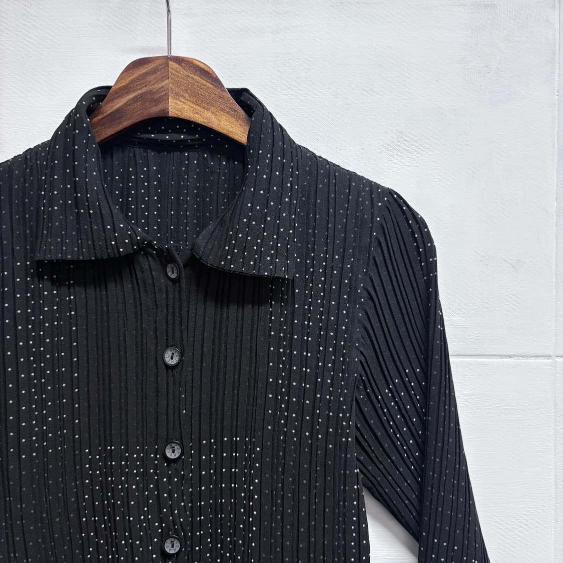 플리츠 도트 레이스 블랙 긱시크 셔츠자켓 JPN  상품이미지2