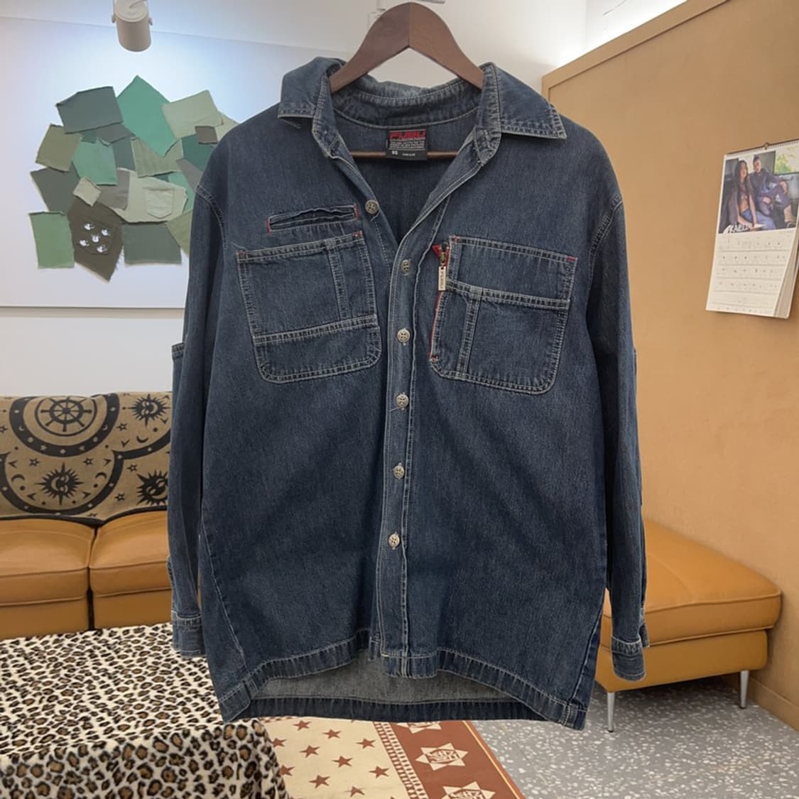 푸부 올드스쿨 레트로 빈티지 자수디테일 데님 셔츠 95 C08979 상품이미지3