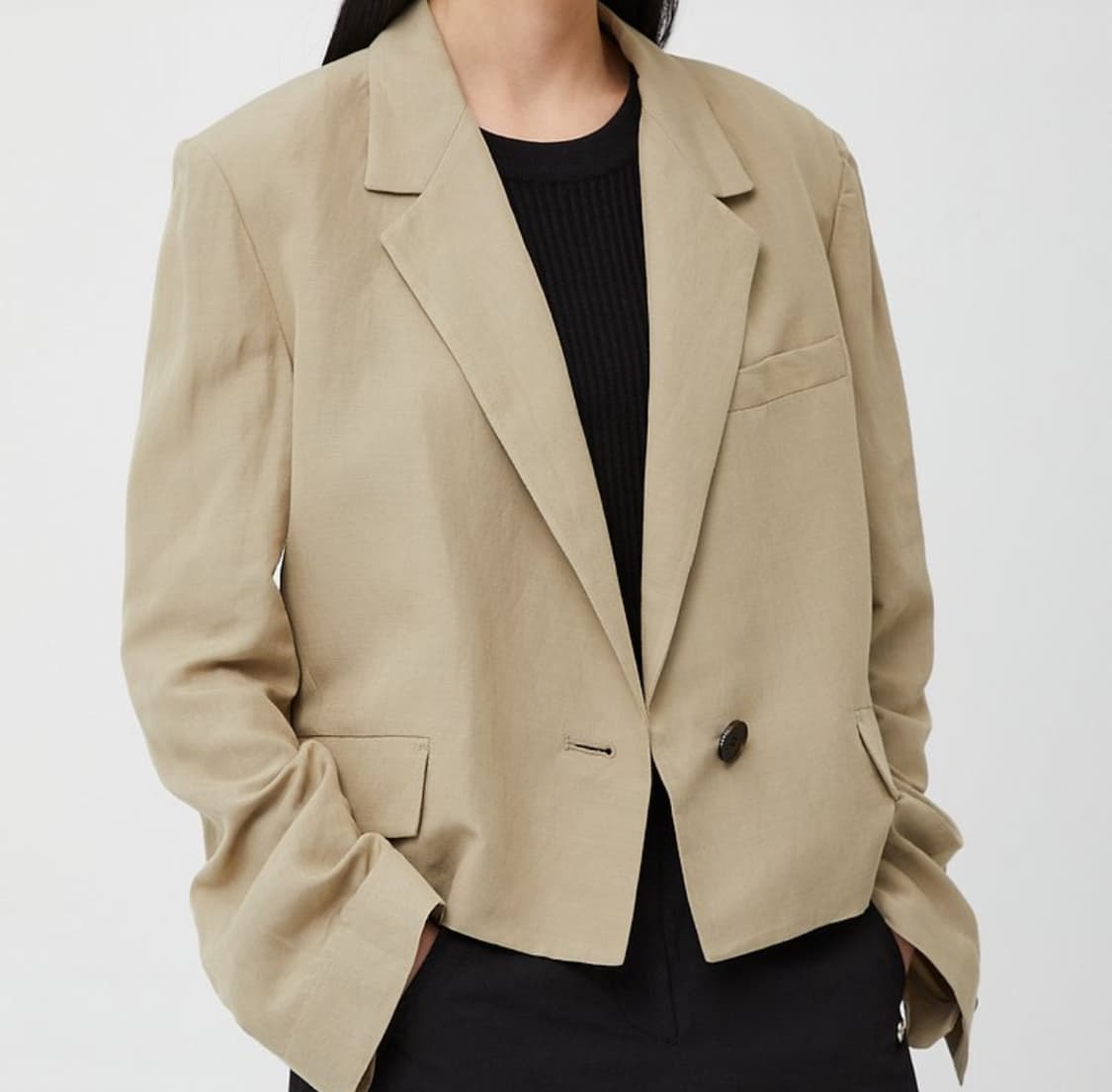 [Studio Tomboy]스튜디오톰보이 크롭 원버튼자켓(라이트베이지) 상품이미지5