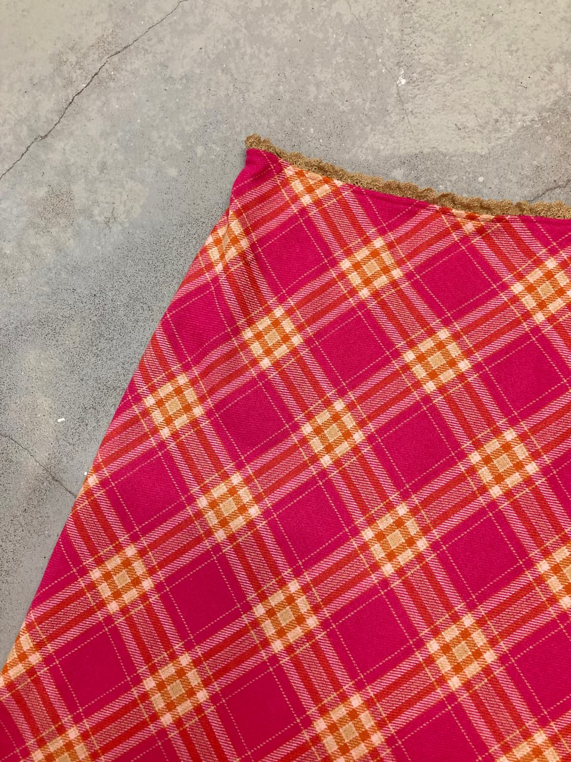 pink and orange check long skirt 상품이미지2