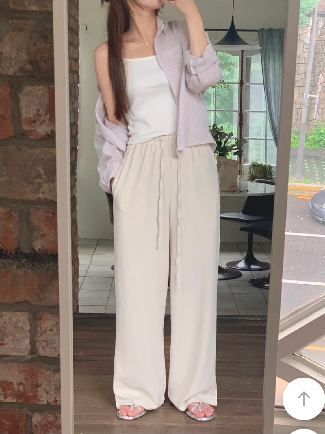 [새상품] 뮤트크레메 라벤더 스트라이프 셔츠 상품이미지4