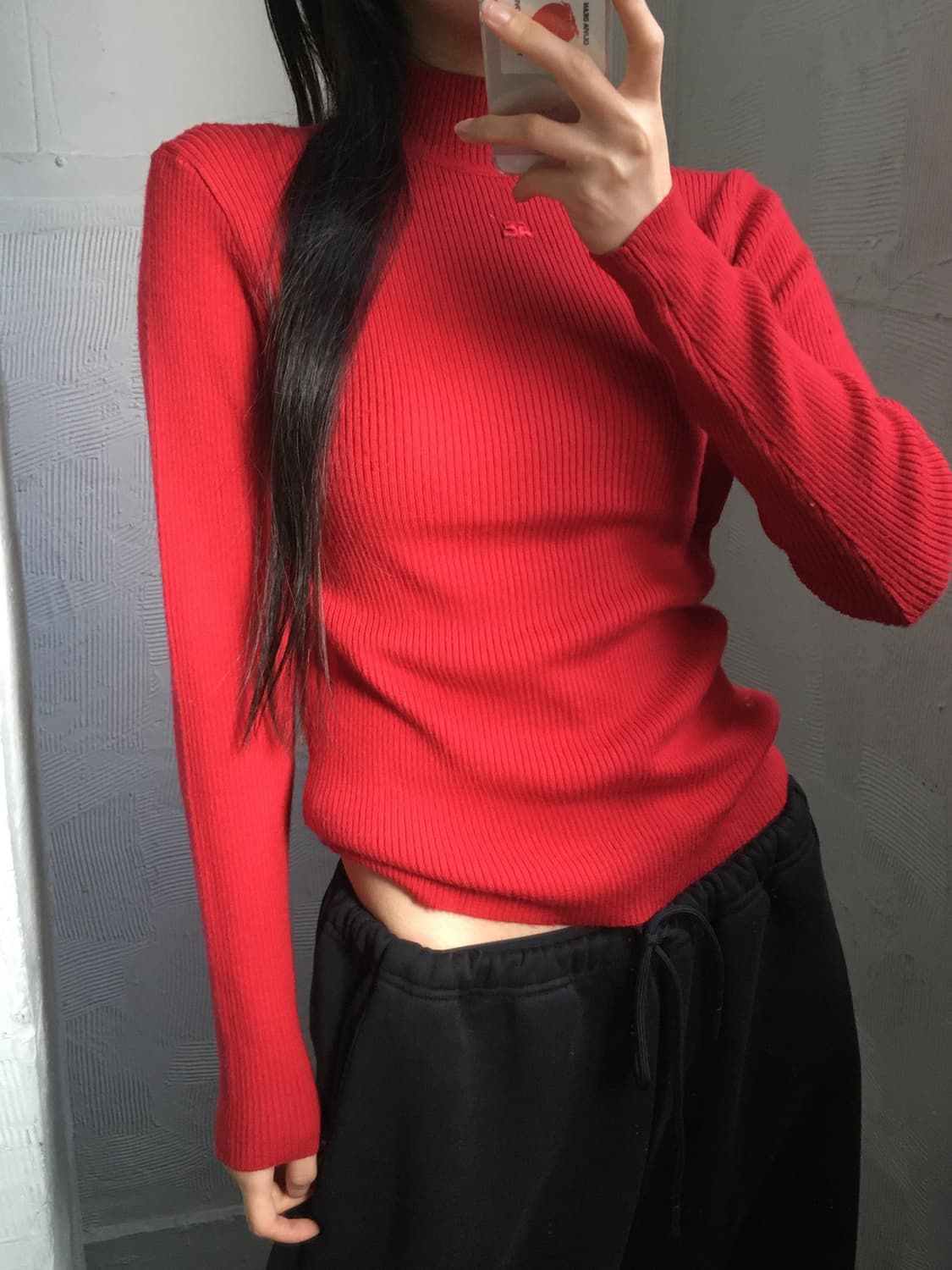 Courrèges 꾸레쥬 레드 터틀넥 니트 상품이미지2