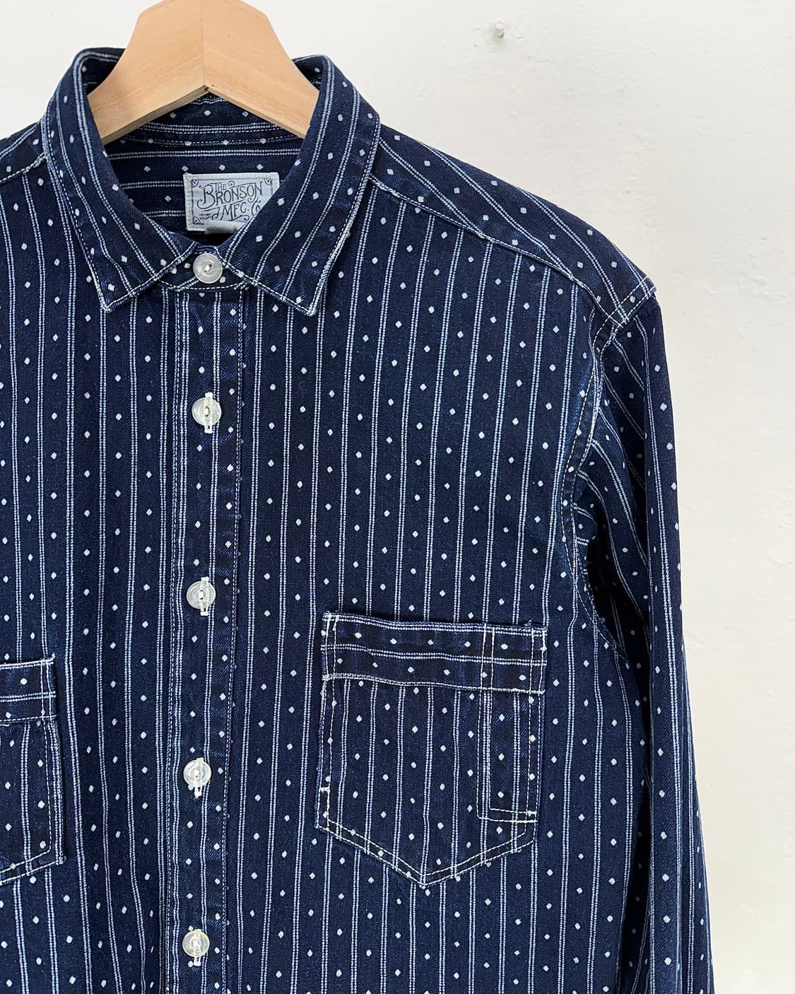 브론슨 와바시 도트 스트라이프 워크 셔츠 상품이미지3