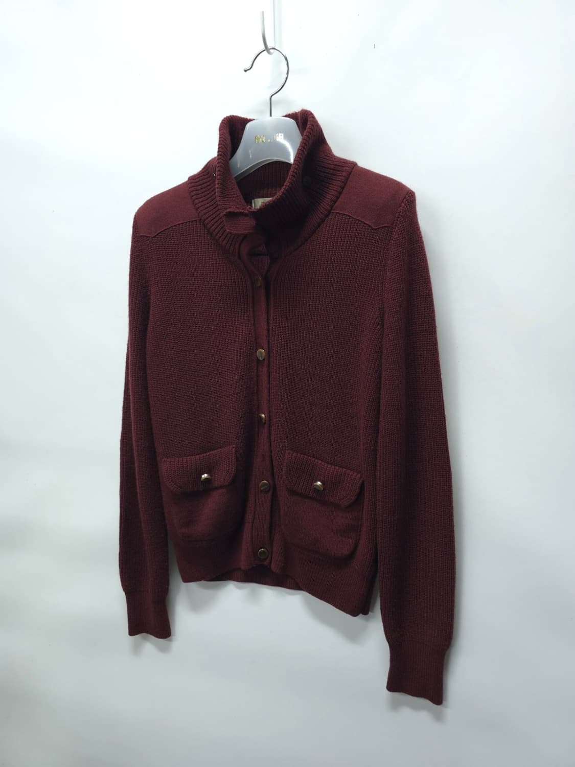 빈폴 여성 버건디 하이넥 니트 가디건 (사이즈 90) 상품이미지1