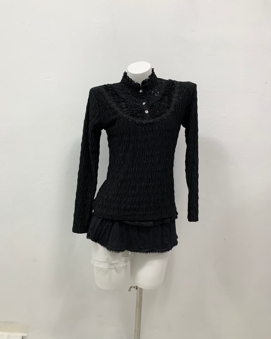 고딕 펑크 고스 레이스 글리터 블라우스 상품이미지1