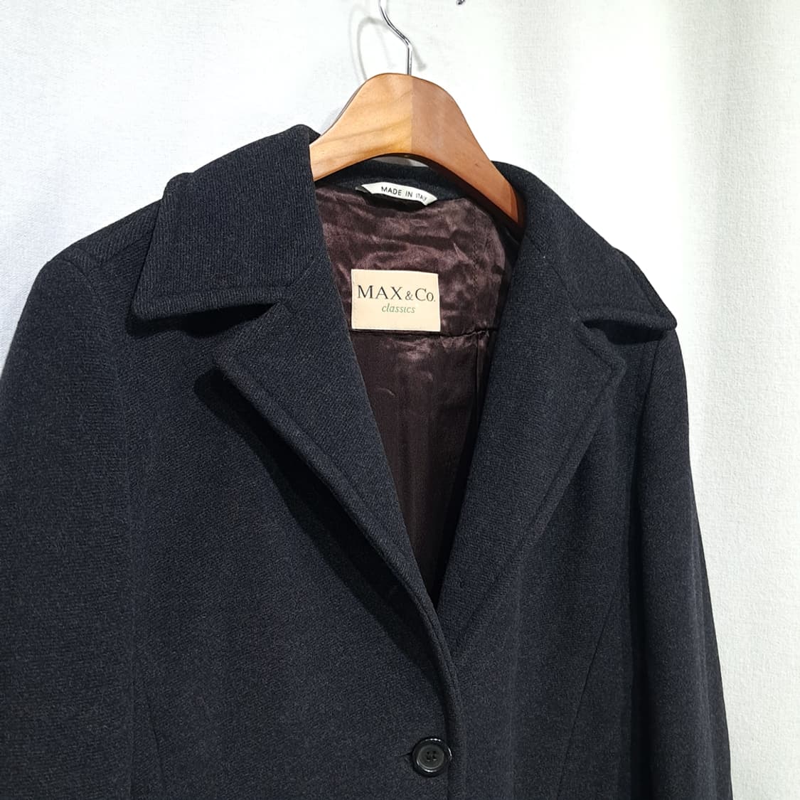 CL227 L 막스앤코 90s 이태리판 울캐시미어 차콜 롱코트 상품이미지10