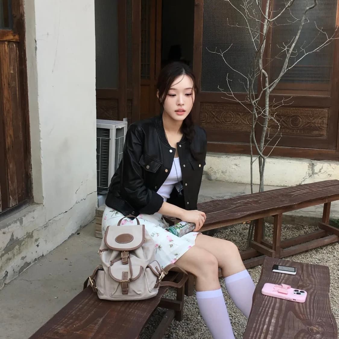 라츠유 캔버스 백팩 베이지 상품이미지4