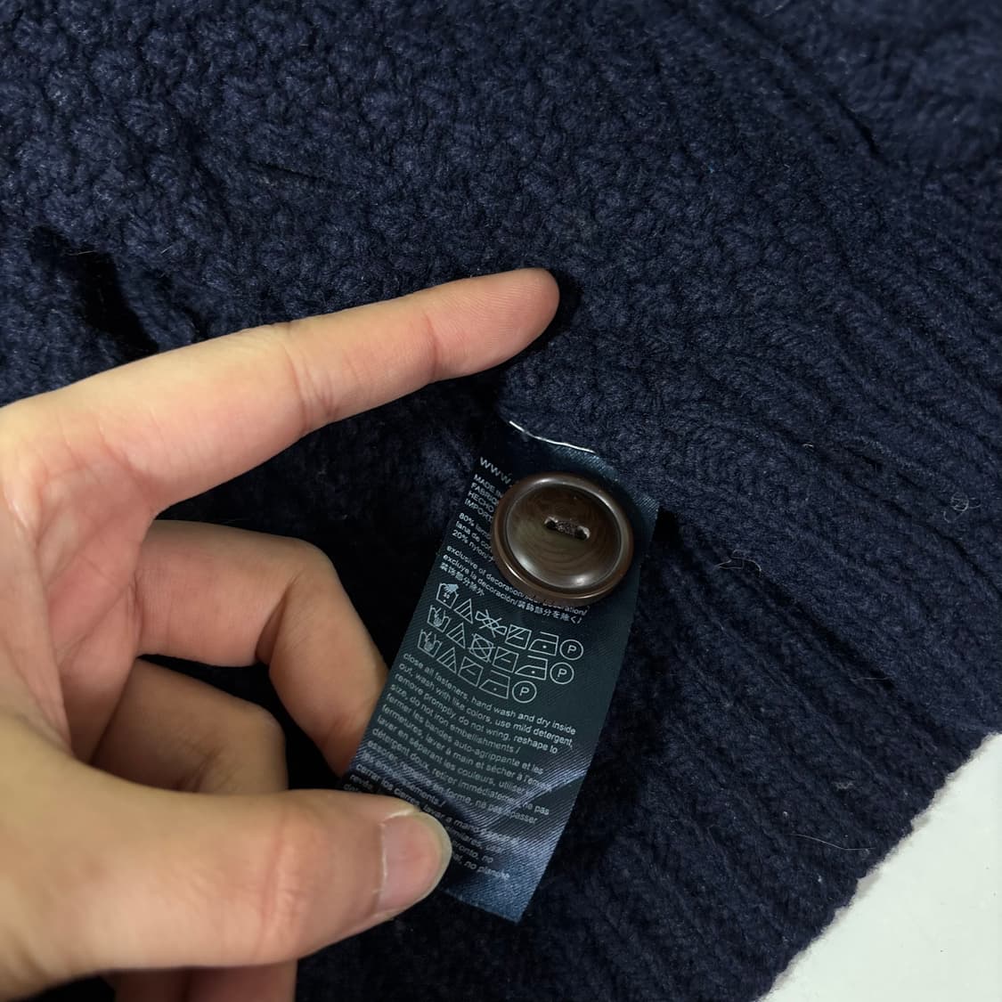 M 타미힐피거 네이비 삼색 꽈배기 가디건 상품이미지5