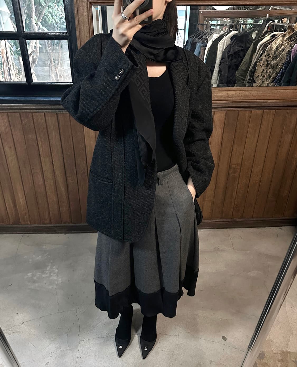 DKNY satin hem midi skirt 상품이미지1