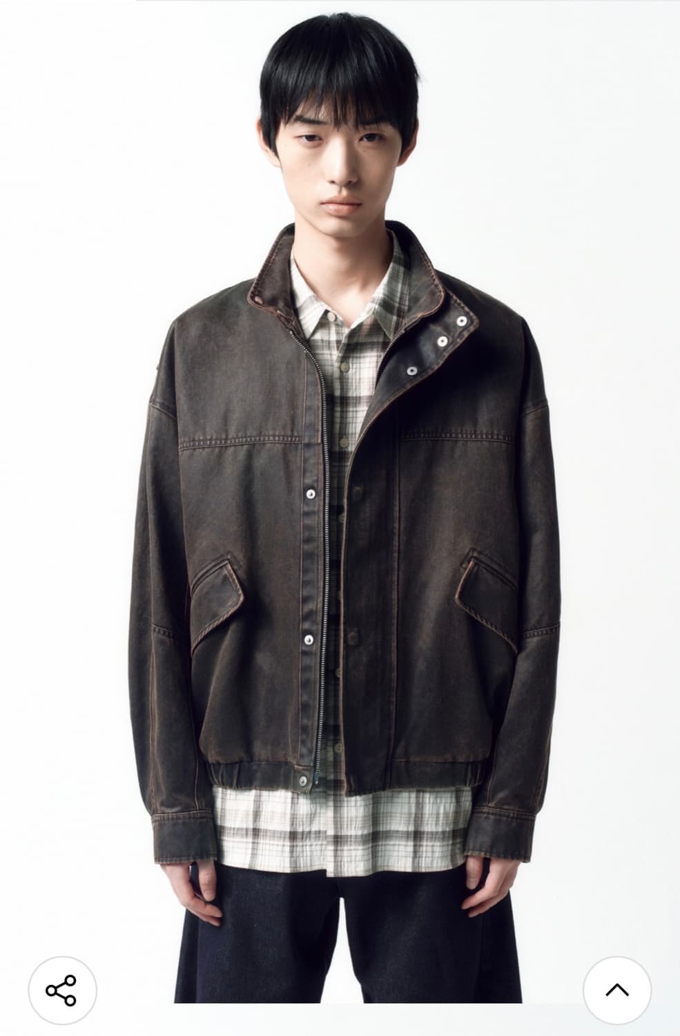 (M) 인사일런스 워시드 포우 레더 점퍼 자켓 BROWN 판매 상품이미지2