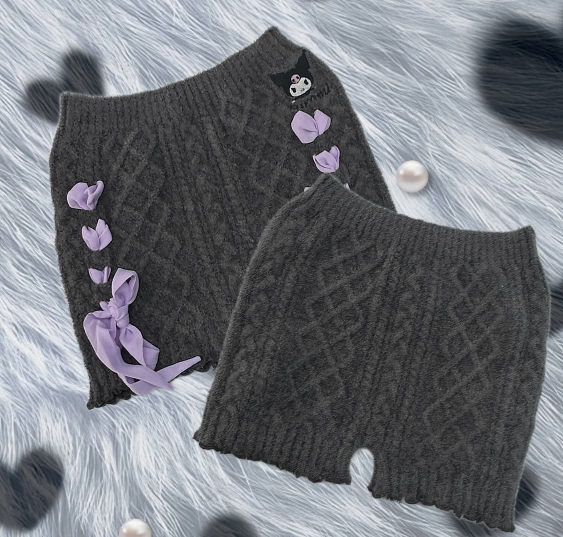 💜쿠로미 폭닥 아일렛 니트 숏 팬츠 💜 퍼플 오네갸루 히메갸루 속바지 상품이미지1