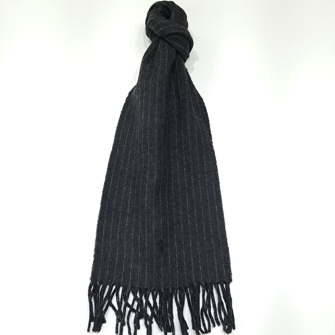 MX548 폴로 90s 이태리판 램스울 핀스트라이프 차콜 머플러 목도리 상품이미지1