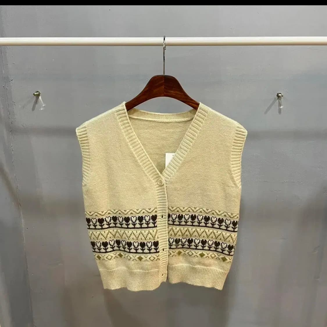 빈티지 하트 조끼 크롭 가디건 상품이미지1