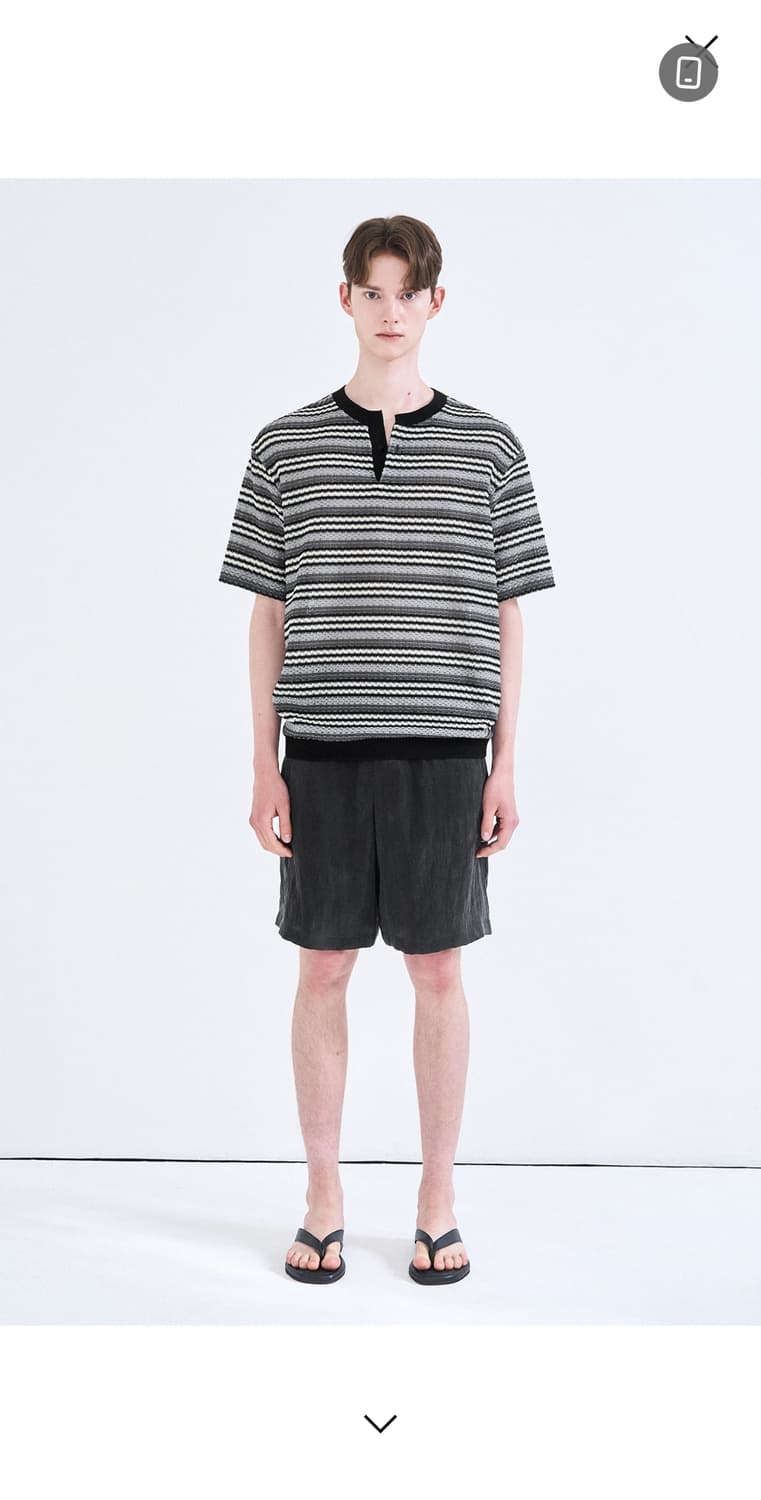 타임옴므 25ss 웨이브 스트라이프 니트탑 티셔츠 상품이미지2