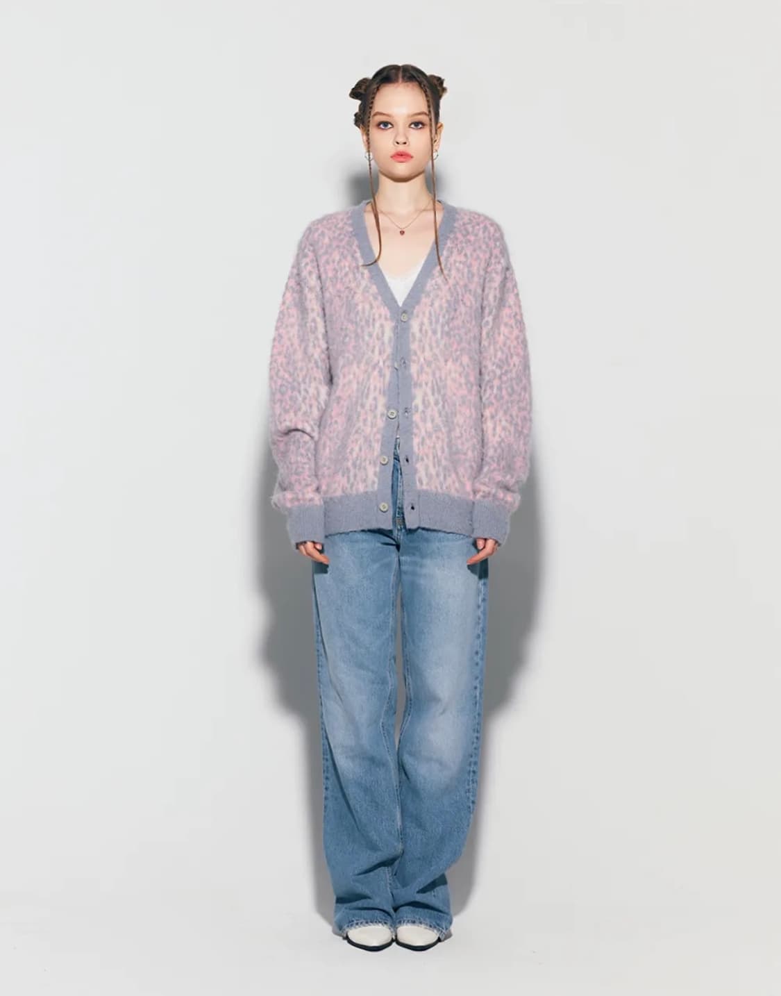 애즈이프캘리 레오파드 가디건- 핑크 상품이미지2