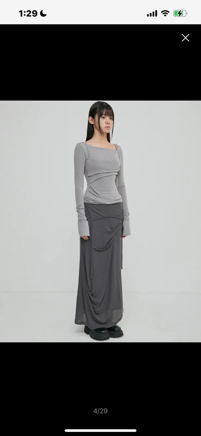 플레어업 Asymmetrical Draped 롱스커트 상품이미지2