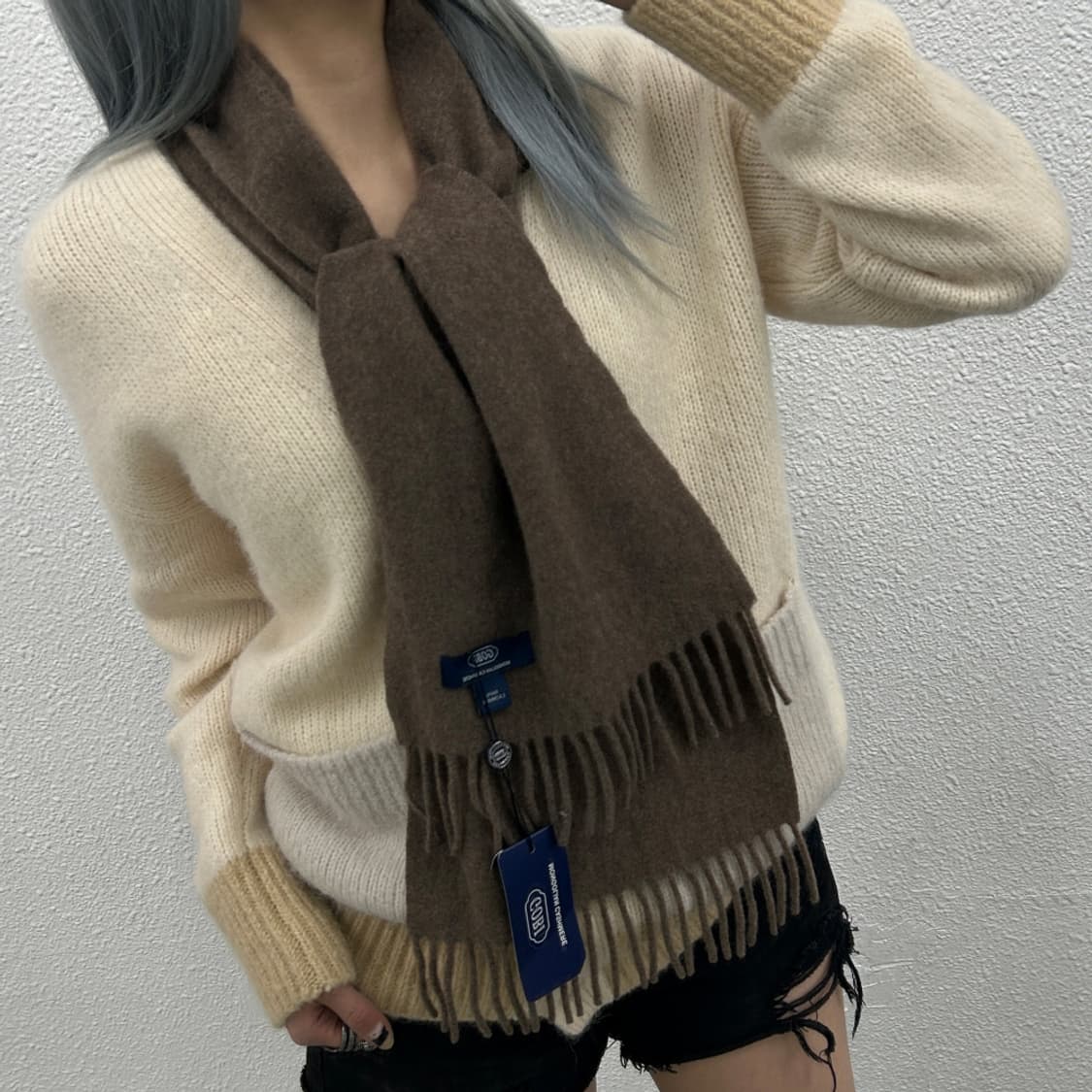 고비 몽골리안 초코브라운 캐시미어 머플러 ( 새상품 ) 상품이미지2