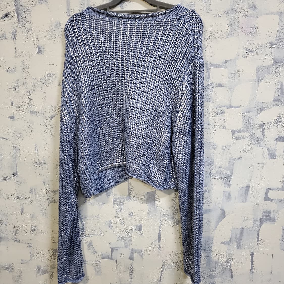 자라 블루 그물 크롭 니트  상품이미지2