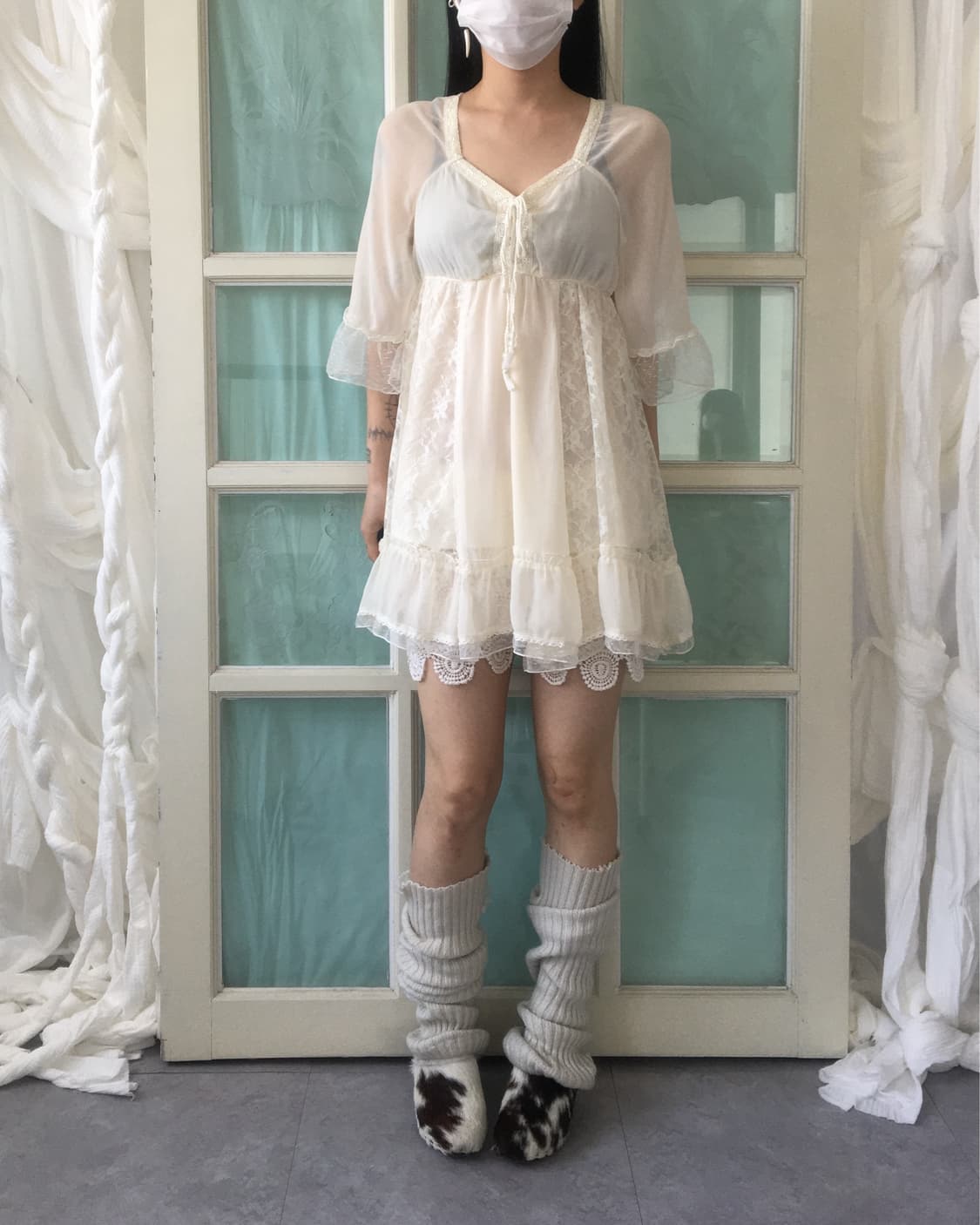 Lace layered blouse onepiece 상품이미지8