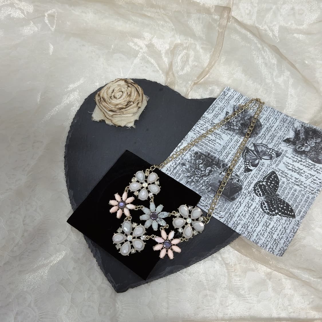 빈티지 플라워 오리엔탈 쿠바체인 목걸이 상품이미지2