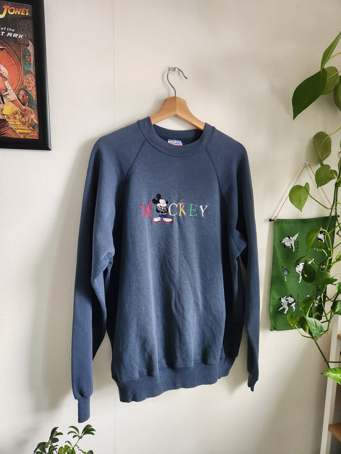 90s 헤인즈 미키마우스 래글런 스웻셔츠(USAmade) 상품이미지1