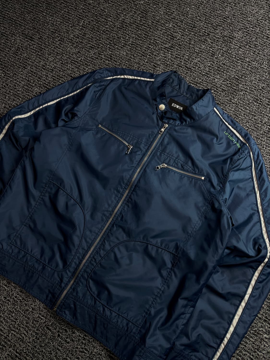 에드윈 나일론 블루 메탈 디테일 바이커 자켓 1502 상품이미지1