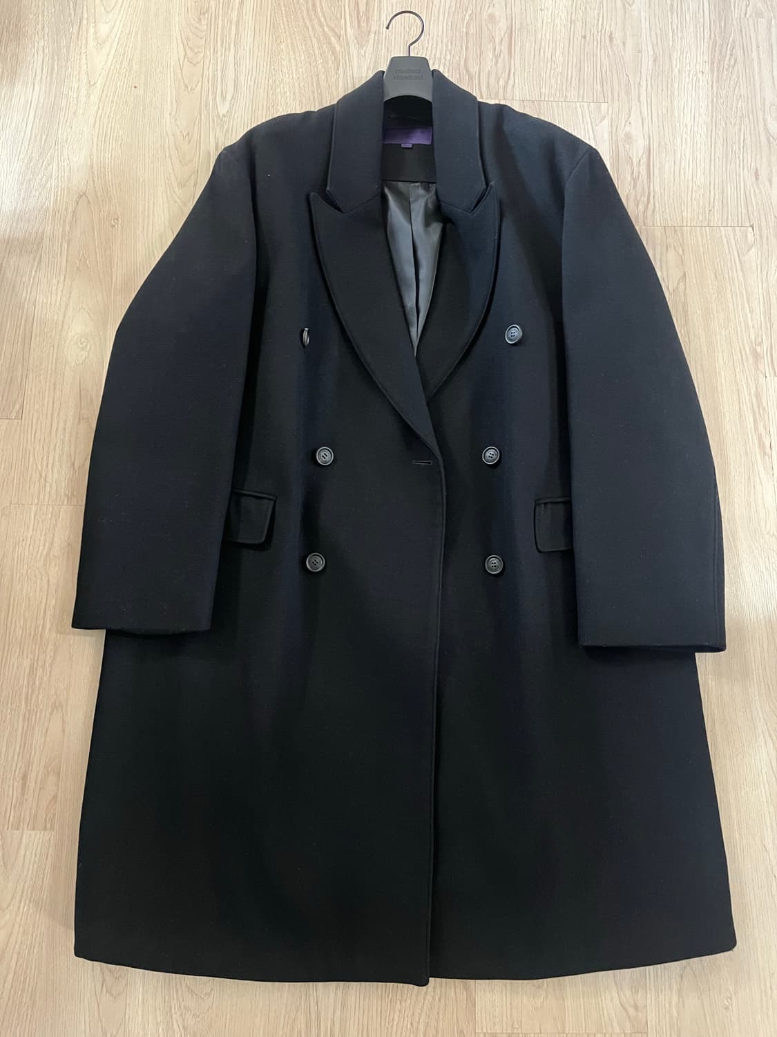 비슬로우 더블 브레스티드 코트 블랙 상품이미지4