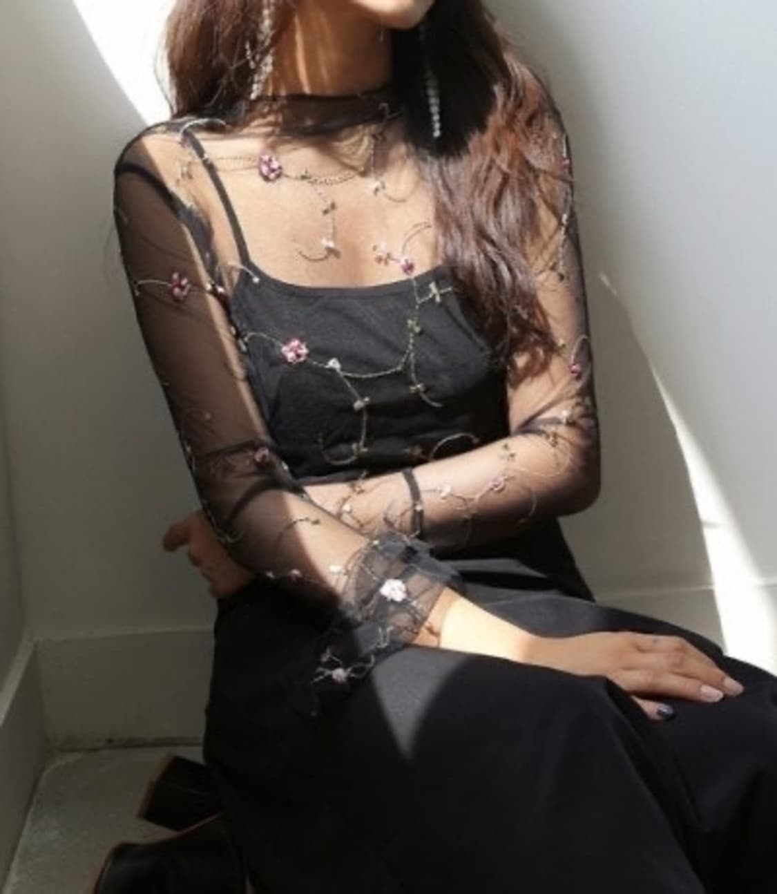 다크빅토리 꽃 시스루 블라우스 상품이미지2