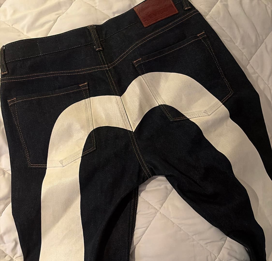 에비수 화이트 빅로고 데님팬츠 상품이미지1