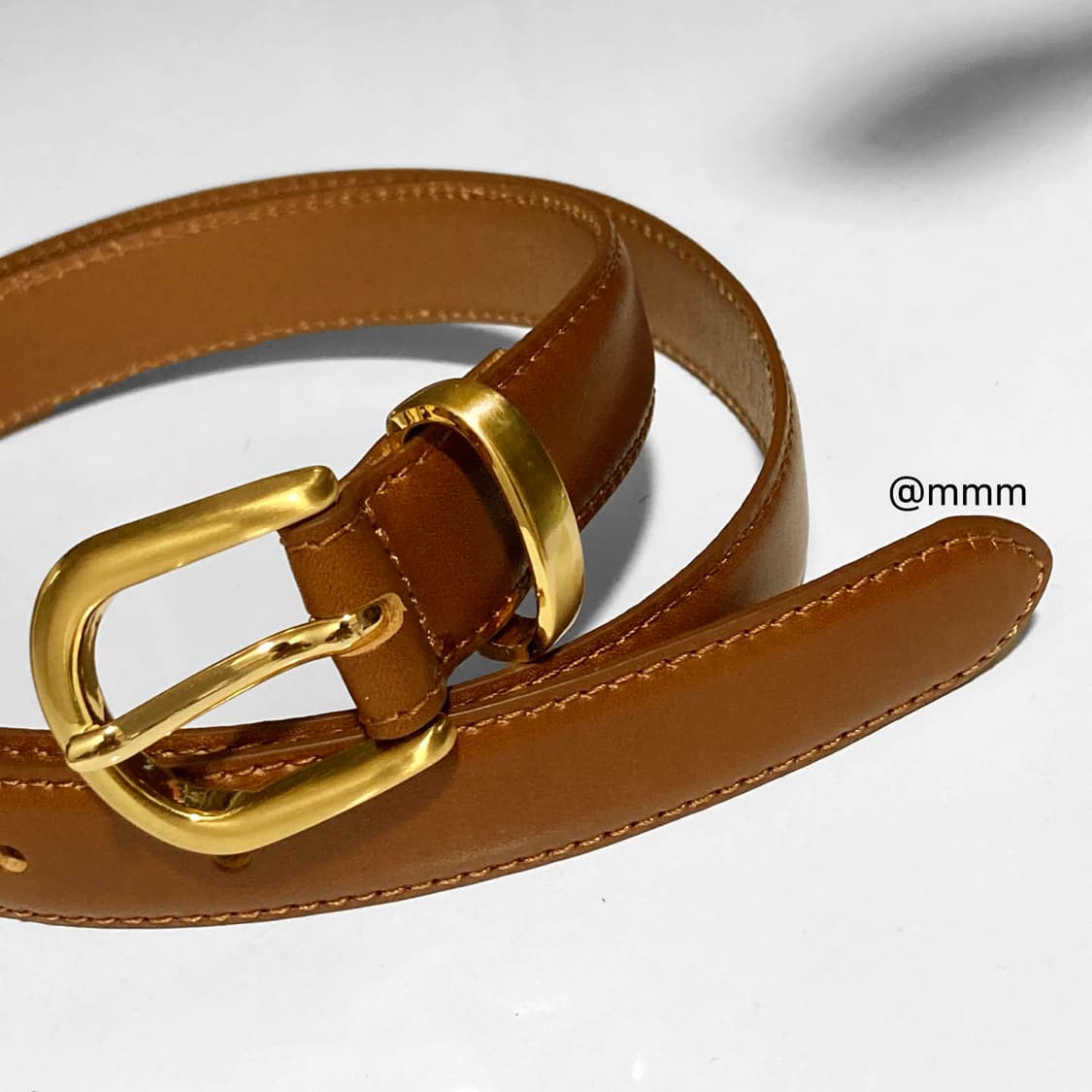 [Unisex]골드링 이태리 가죽 벨트 카멜 상품이미지8