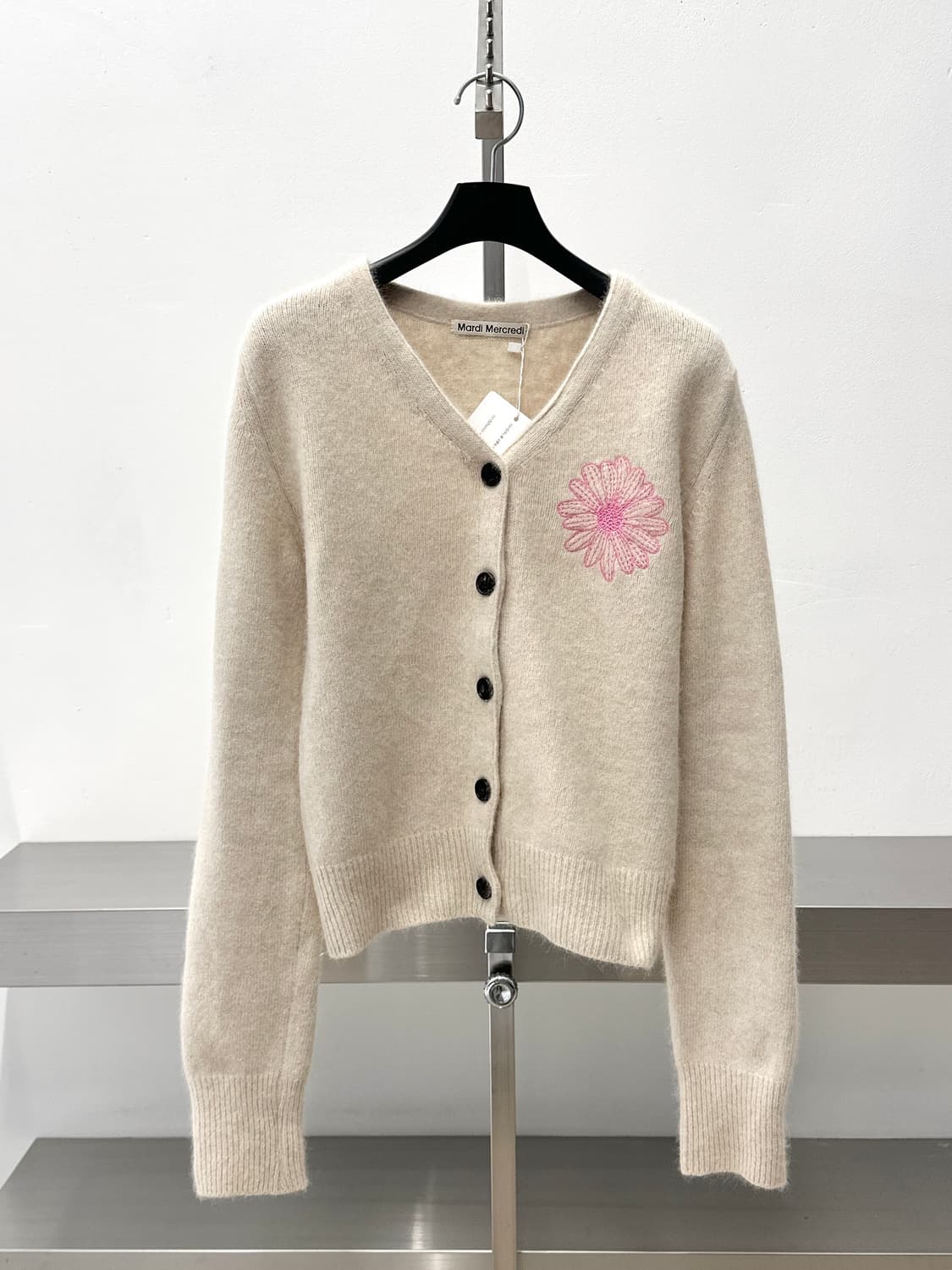 마르디 메크르디 아이보리/핑크 V넥 가디건  상품이미지3