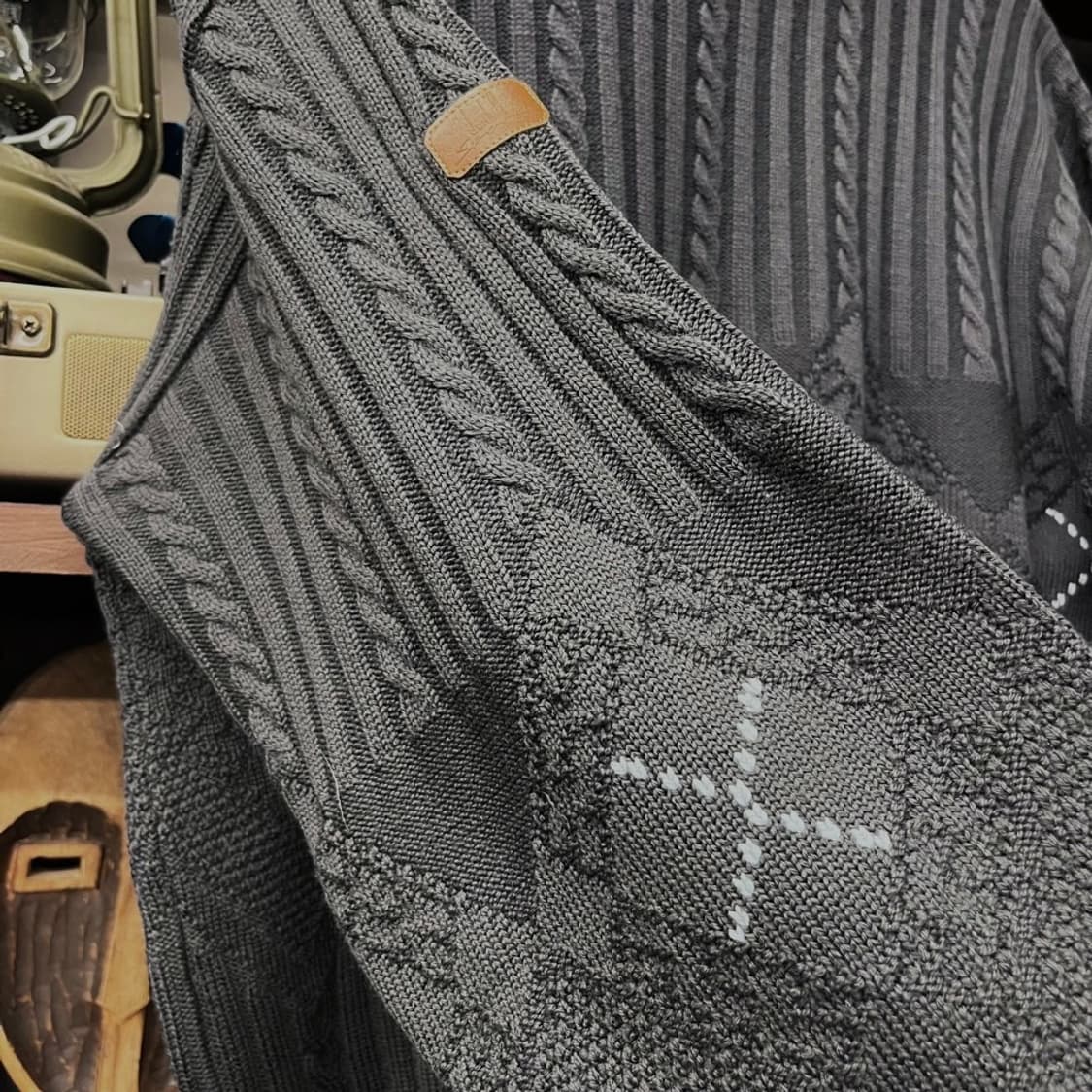 90s dunhill 던힐 이태리 숄카라 꽈배기 패턴 니트 N424 상품이미지5