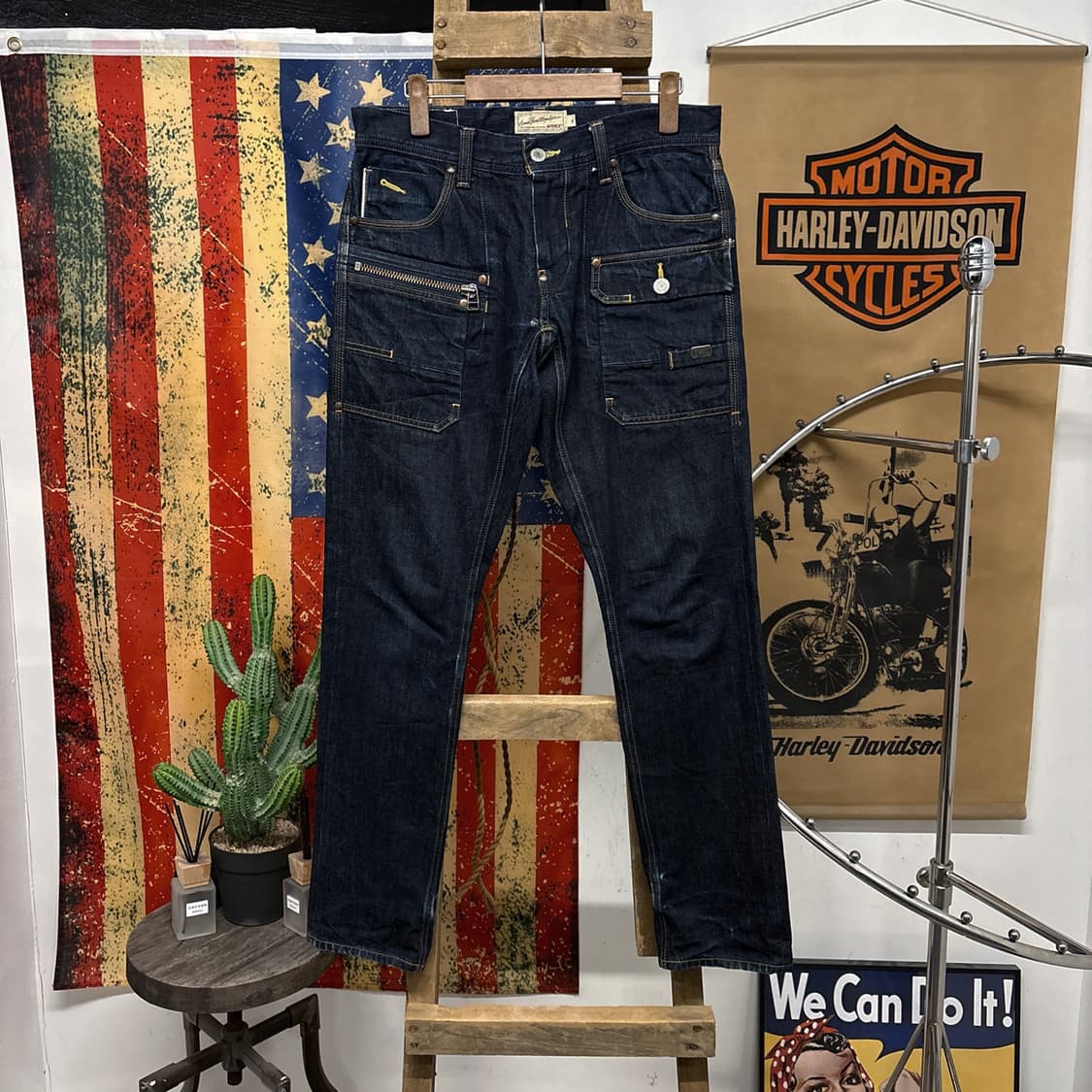 00s 아비렉스 Y2K 밀리터리 베이스 멀티포켓 데님팬츠 N997   상품이미지1