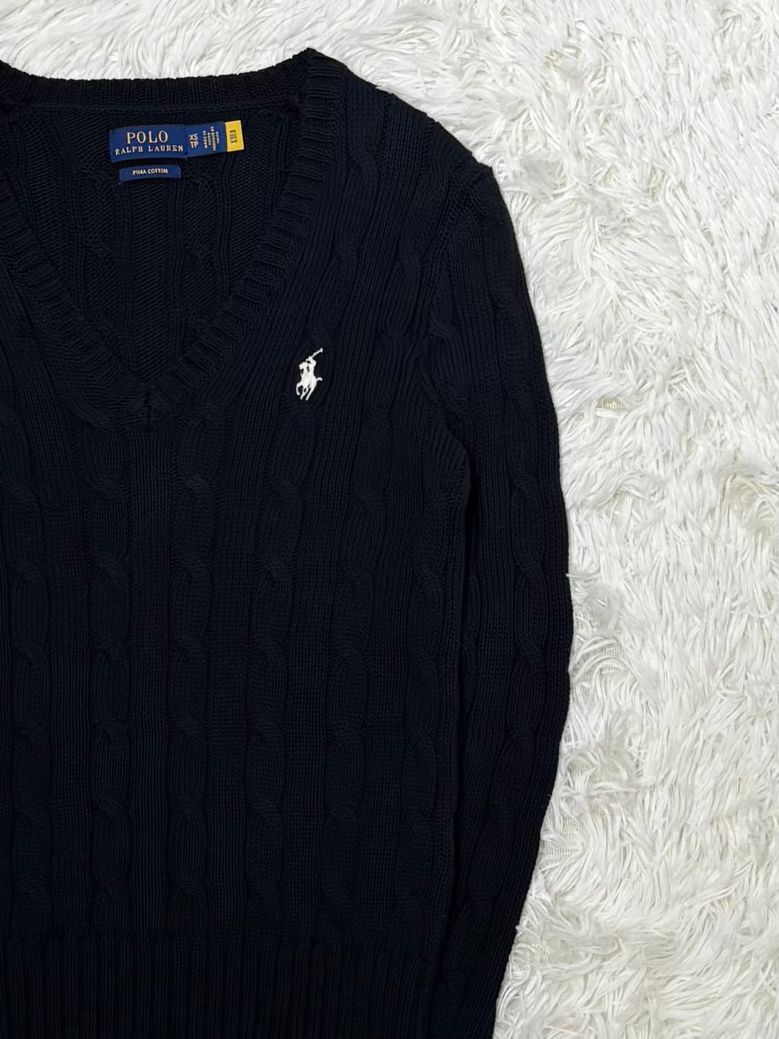 폴로랄프로렌 qr 화이트포니 케이블 브이넥 니트 상품이미지5