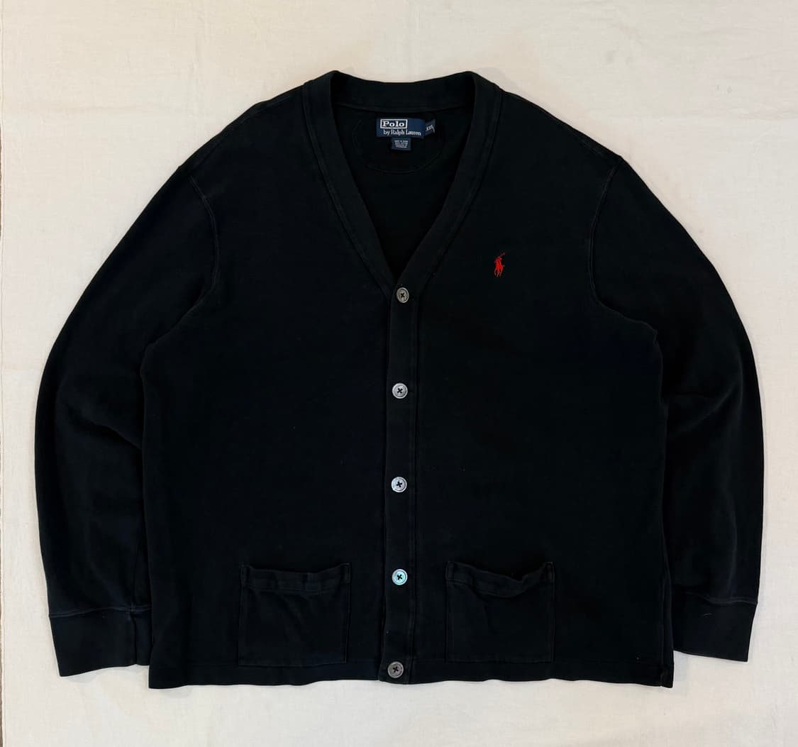 90s 폴로 랄프로렌 코튼 니트 가디건 블랙 상품이미지1