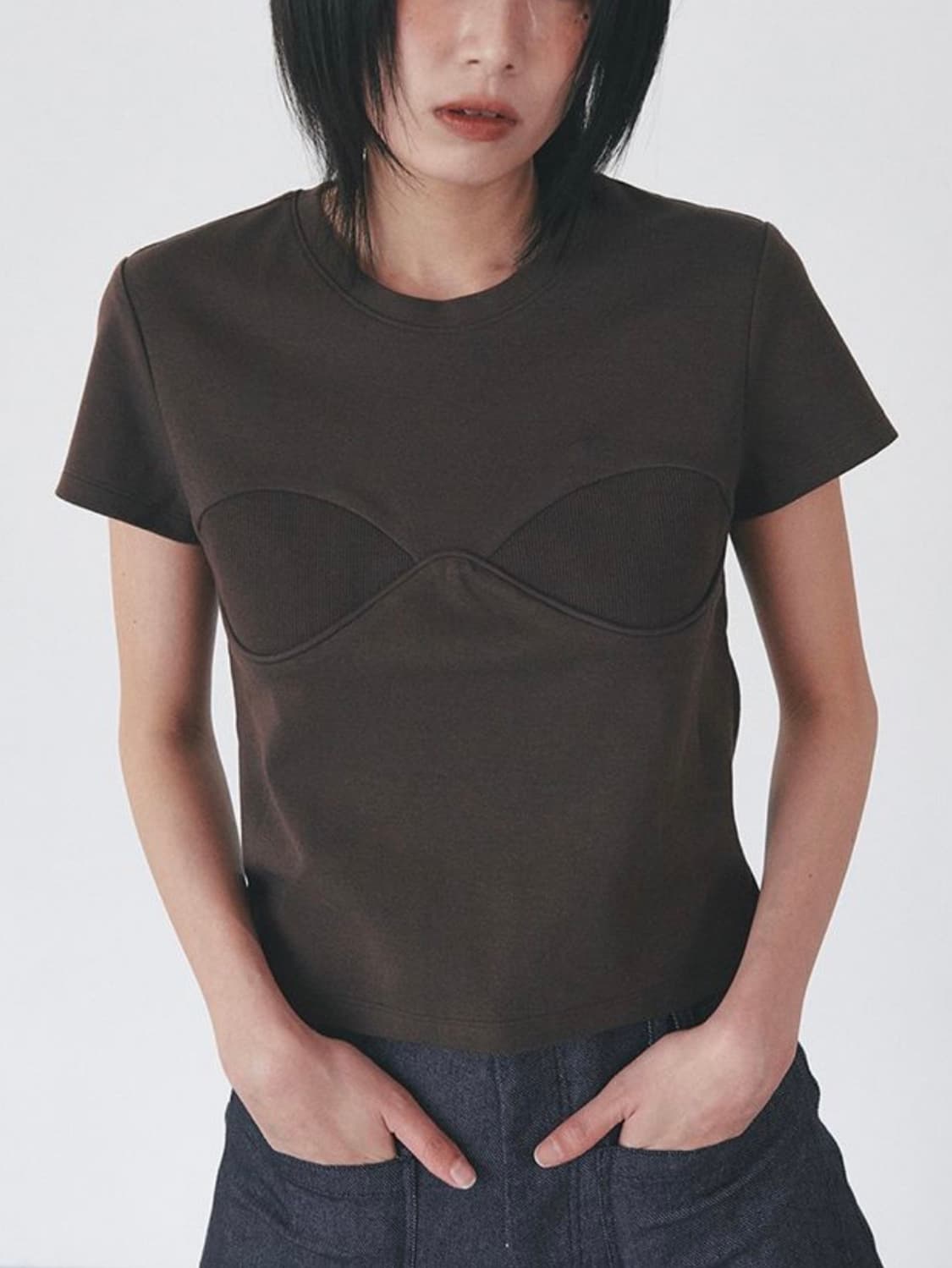 Signature half tee brown 상품이미지1