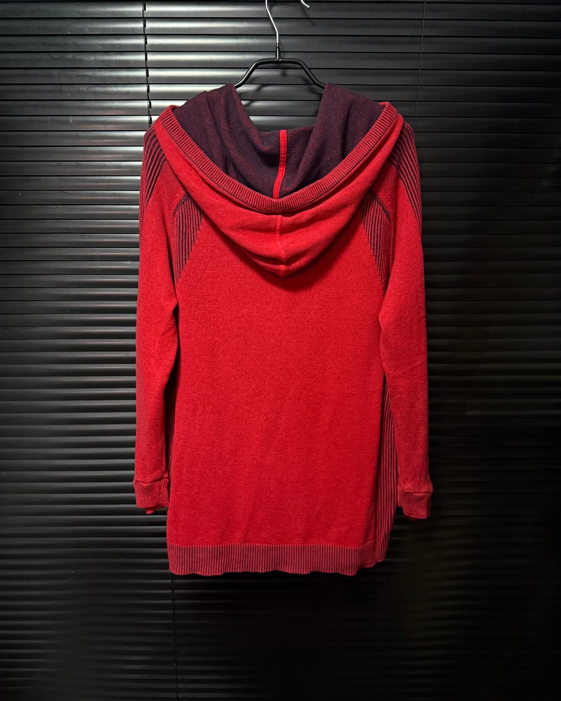 아르마니 익스체인지 알마니 레드 빨강 후드 반집업 골지 니트 고스 펑크 상품이미지4