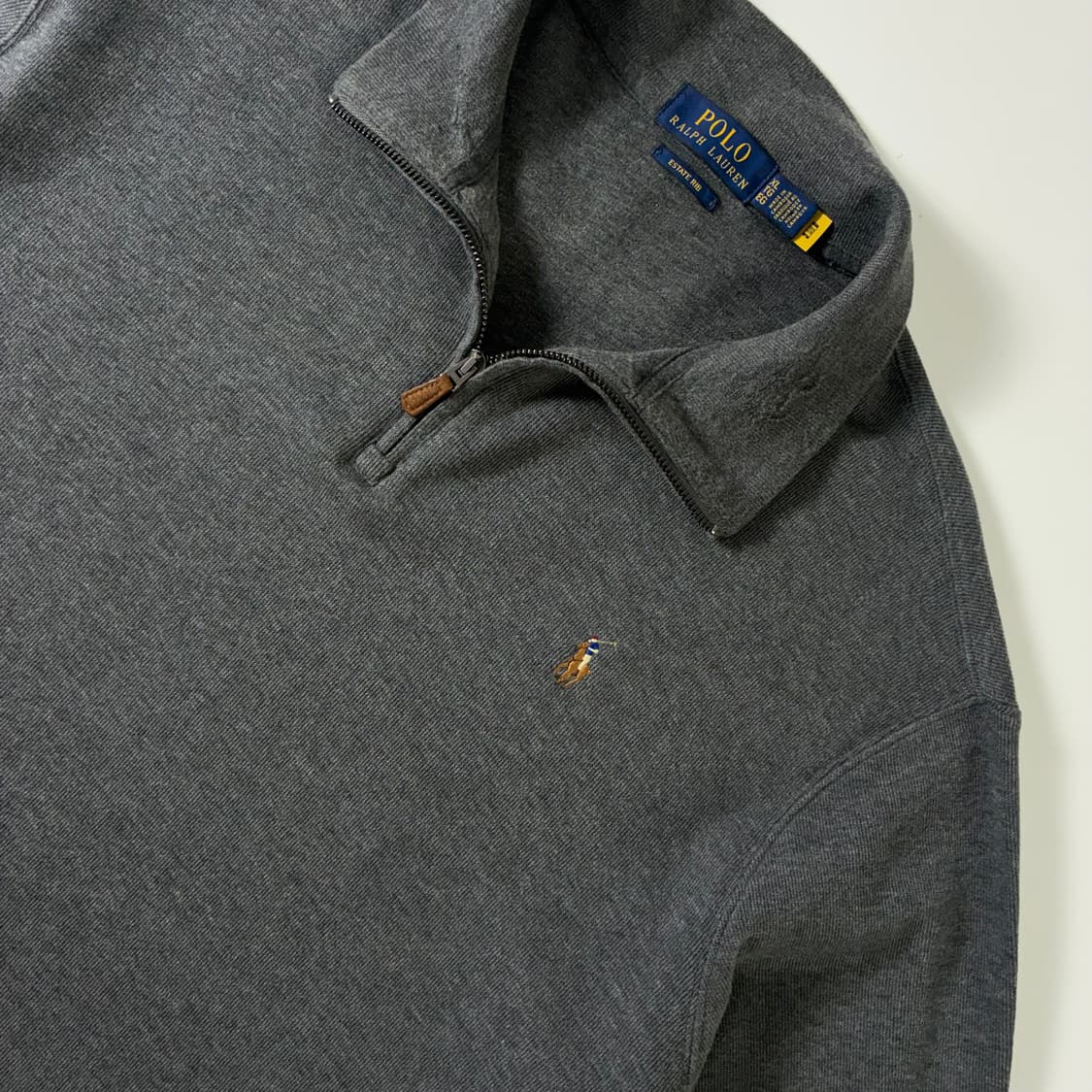 Polo  폴로 랄프로렌 신형 자수 에스테이트립 그레이 반집업 니트 상품이미지3